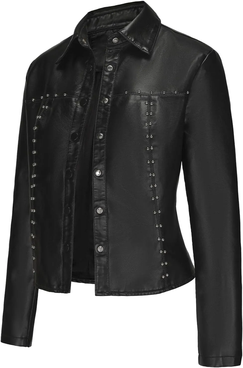 Leather Clothes Fashion Thin Coat Shirts for Girls Women's Leather Jacket Cardigan Button