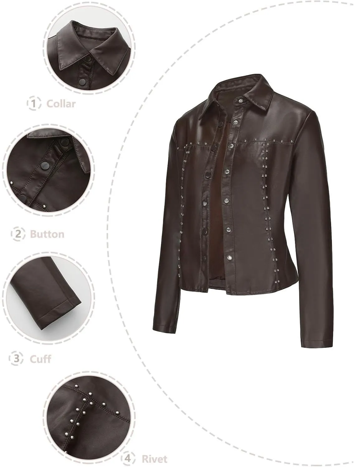 Leather Clothes Fashion Thin Coat Shirts for Girls Women's Leather Jacket Cardigan Button