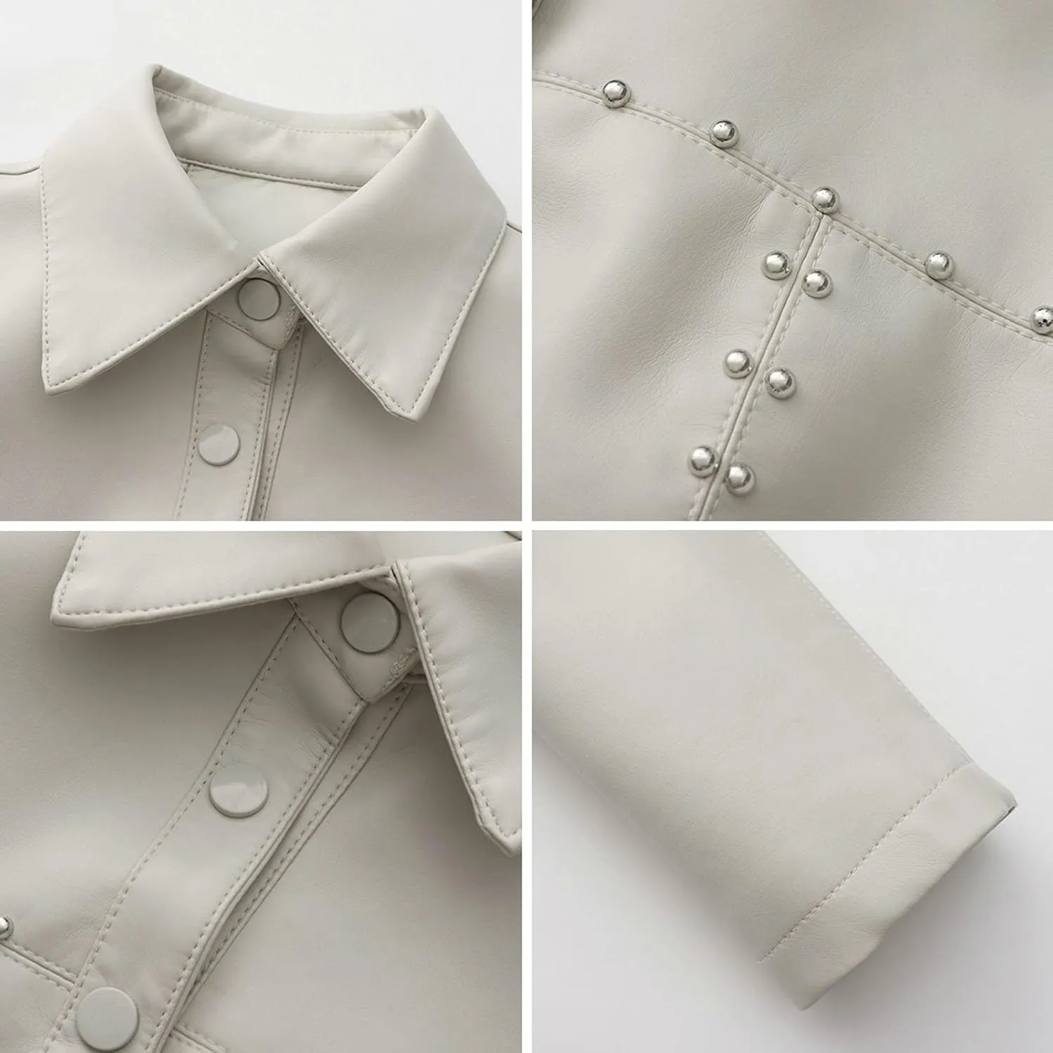 Leather Clothes Fashion Thin Coat Shirts for Girls Women's Leather Jacket Cardigan Button