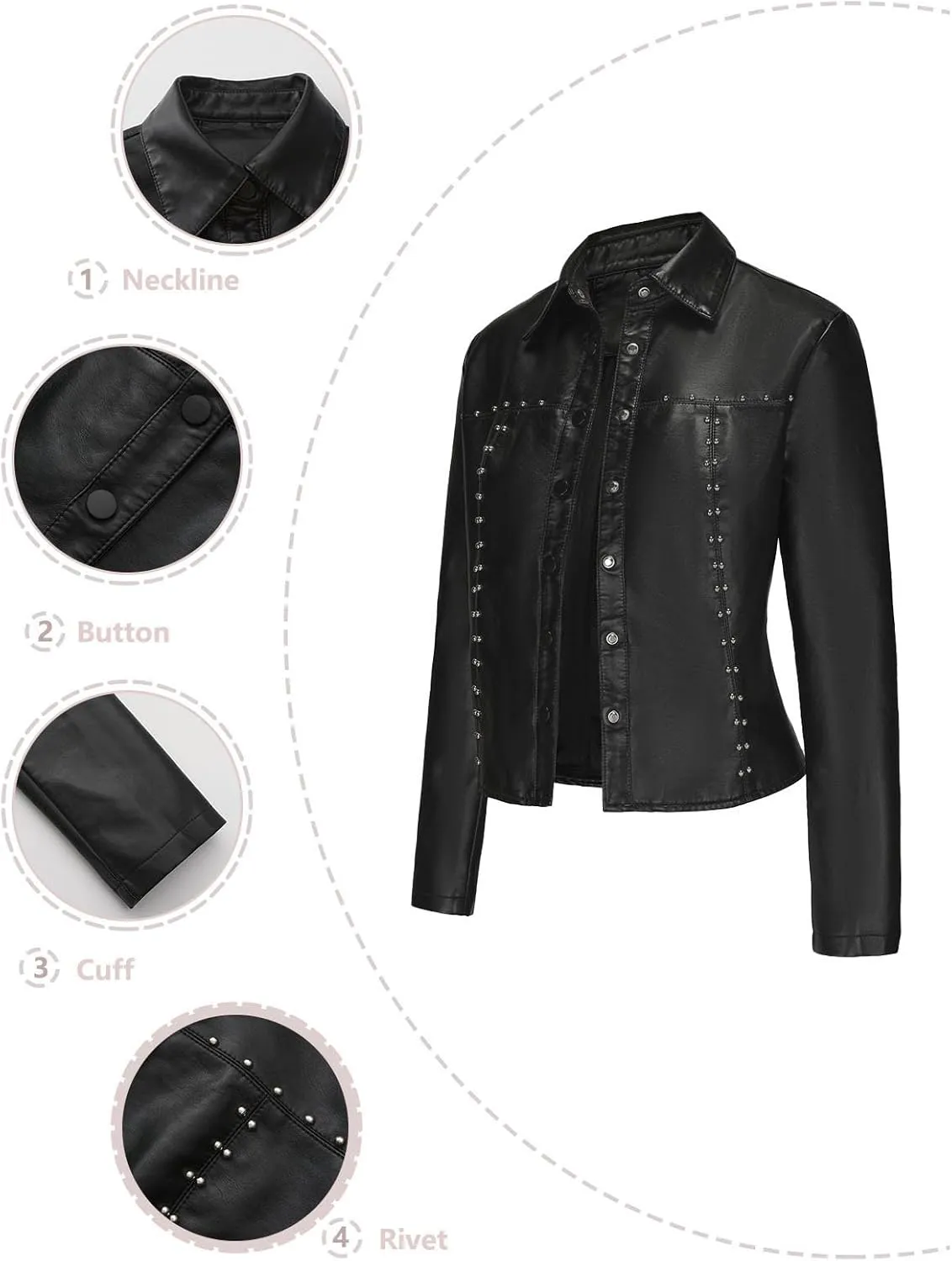 Leather Clothes Fashion Thin Coat Shirts for Girls Women's Leather Jacket Cardigan Button