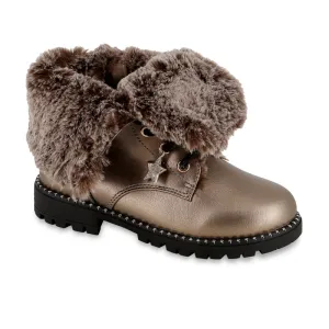 Mayoral Faur Fur Lined Bronze Biker Boots