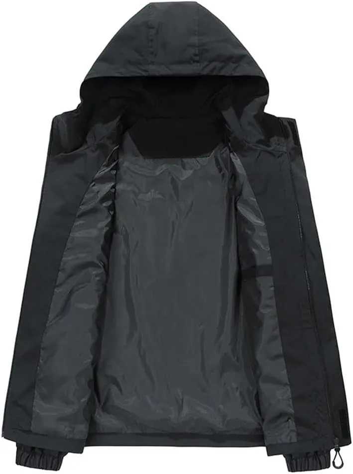 Men Jacket Hooded Trench Coats Oversize Camping Loose Thin Coat Causal Drawstring Hoodie Jacket