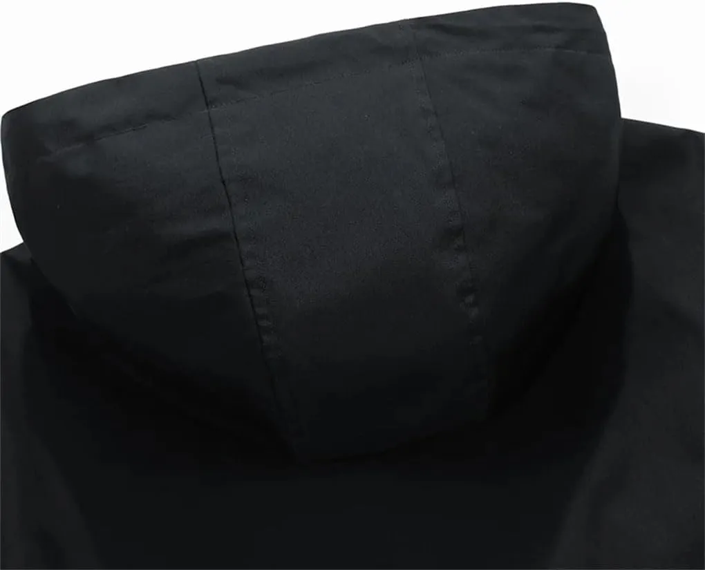 Men Jacket Hooded Trench Coats Oversize Camping Loose Thin Coat Causal Drawstring Hoodie Jacket