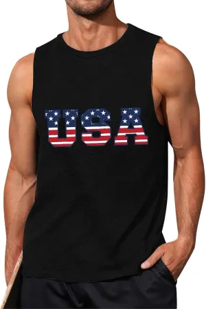 Mens American Flag Tank Top Sleeveless 4th of July Independence Day Tops
