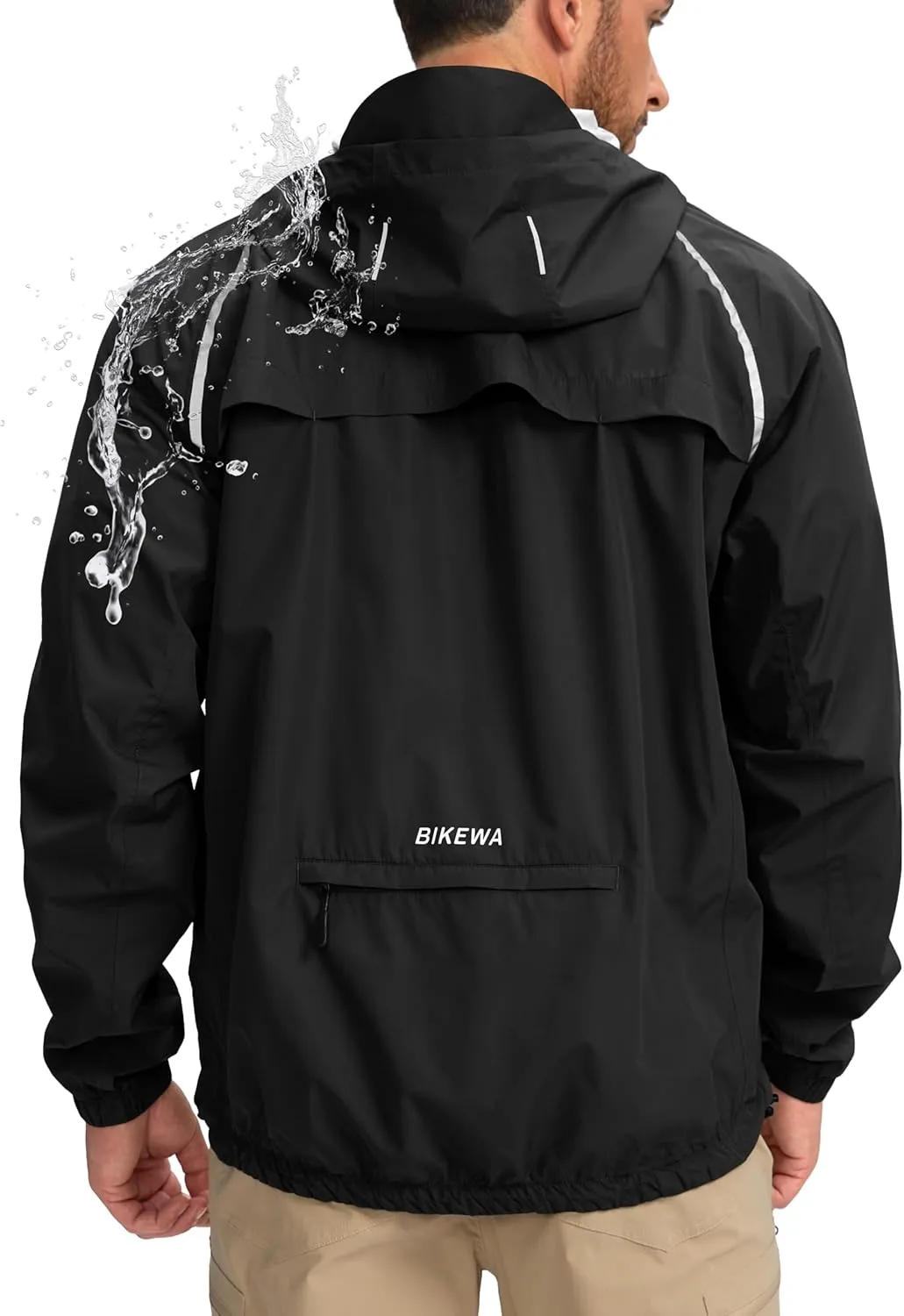 Men's Cycling Rain Jackets Waterproof Running Bike Windbreaker Lightweight Packable Hooded Jacket