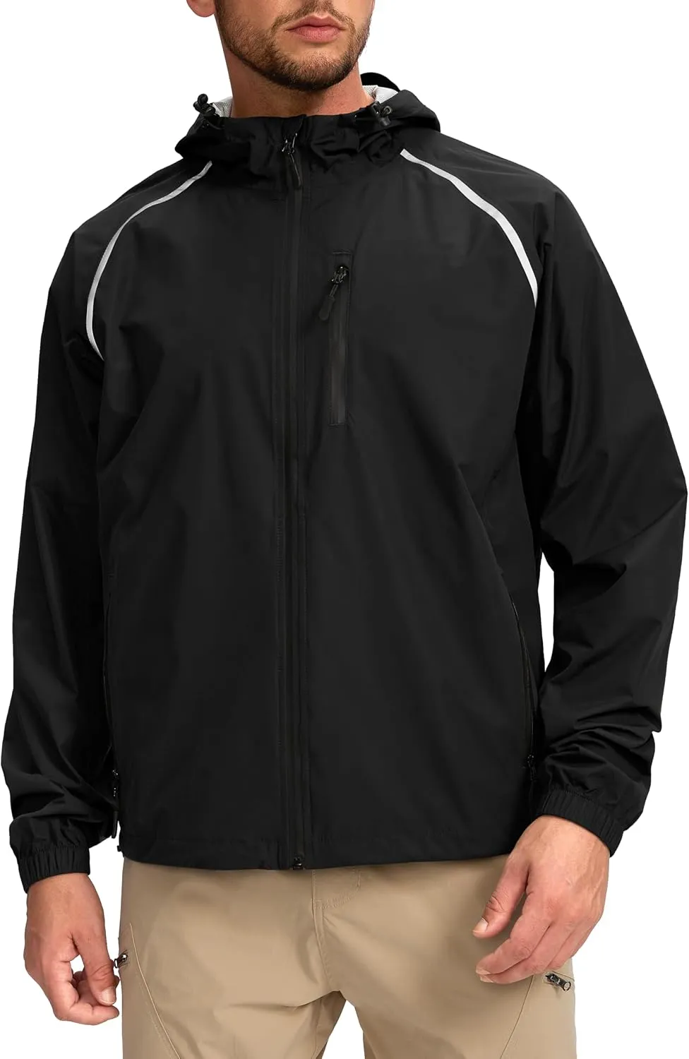 Men's Cycling Rain Jackets Waterproof Running Bike Windbreaker Lightweight Packable Hooded Jacket