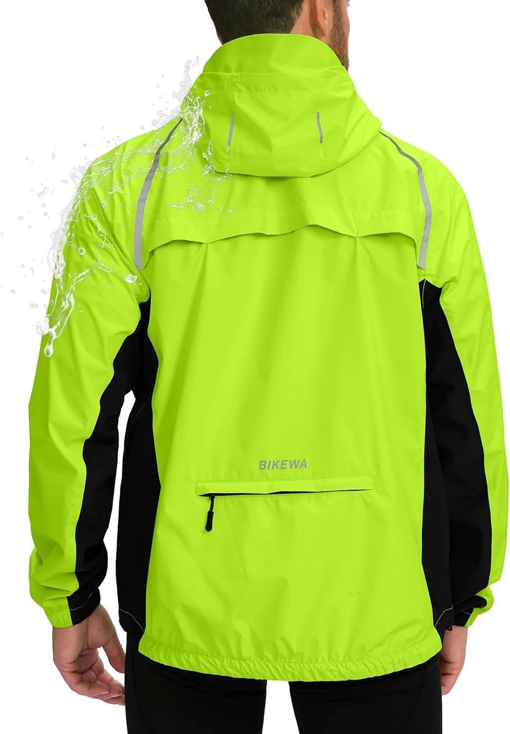 Men's Cycling Rain Jackets Waterproof Running Bike Windbreaker Lightweight Packable Hooded Jacket