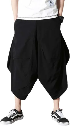 Men's Harem Pants Casual Loose Joggers Cotton Trousers Korean Style