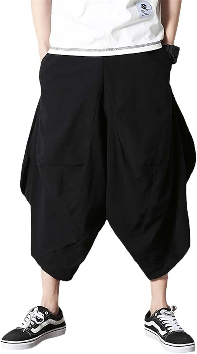 Men's Harem Pants Casual Loose Joggers Cotton Trousers Korean Style