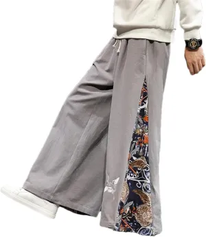 Men's Harem Pants Wide-Leg Trousers Male Cotton Linen Loose Streetwear Men Casual Pants Vintage