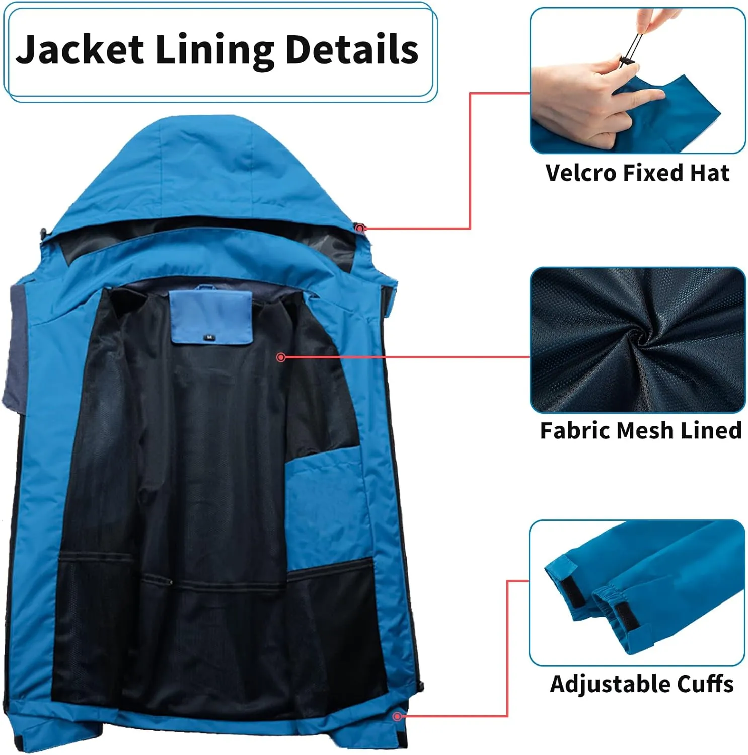 Mens Lightweight Waterproof Jacket Windproof Rain Hooded jackets for Men Hiking Cycling Travel M-7XL