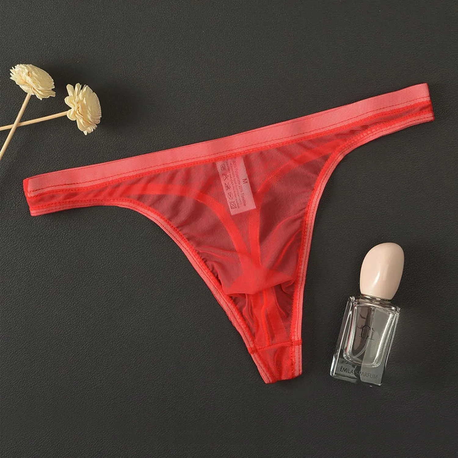 Mens Ransparent Thong Thin Mesh Sexy Underwear Birthday Basket Men