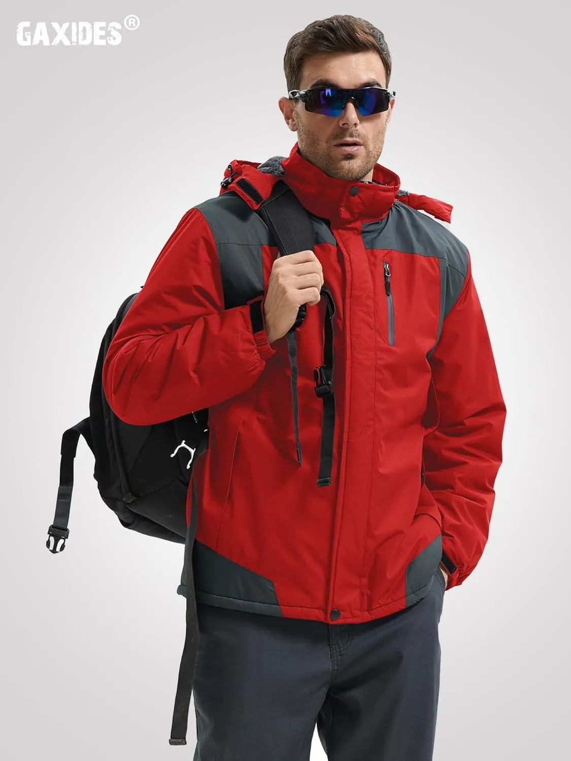 Mens Skiing Jacket Waterproof windproof Rain Jackets with Hood