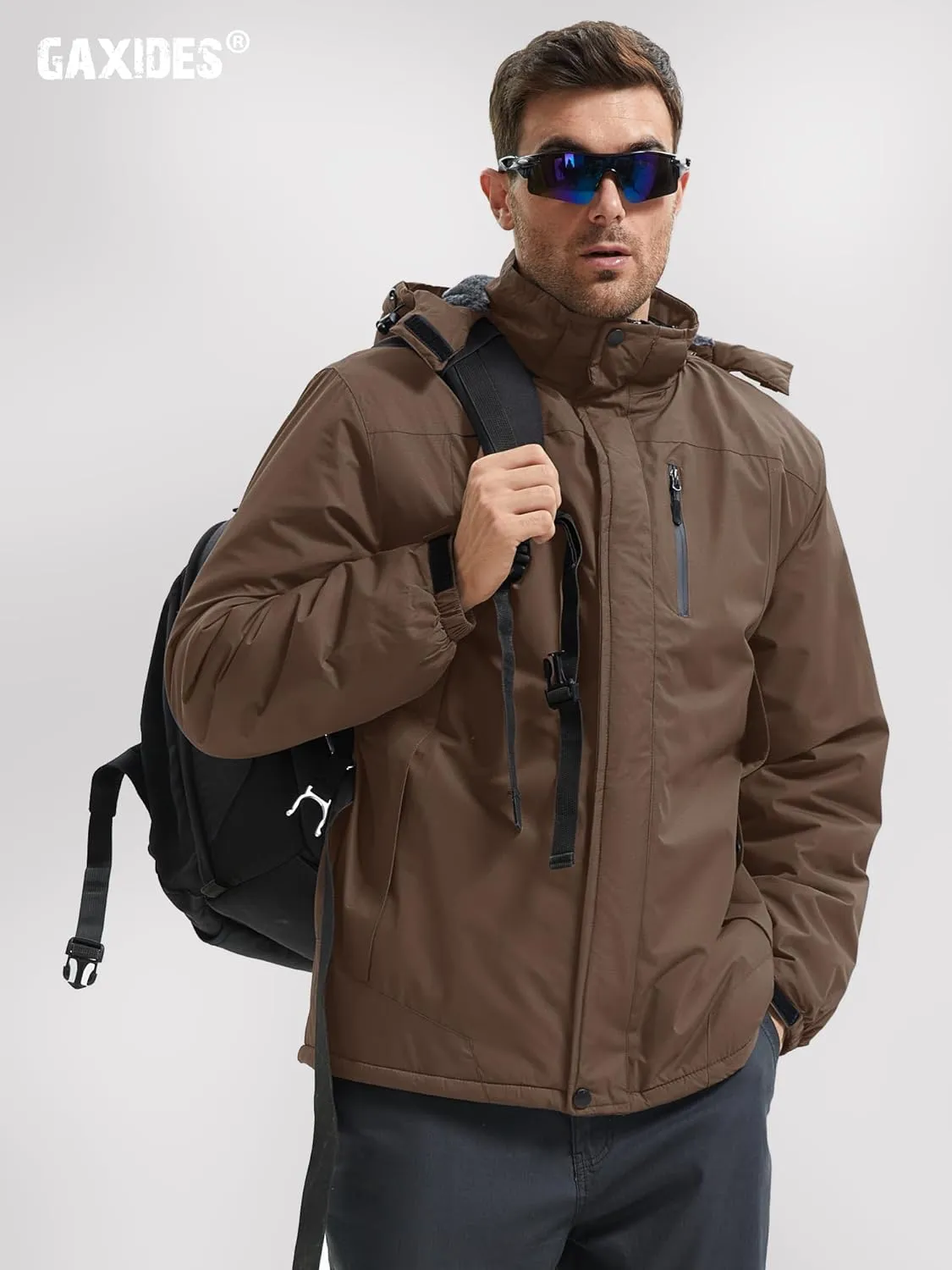 Mens Skiing Jacket Waterproof windproof Rain Jackets with Hood