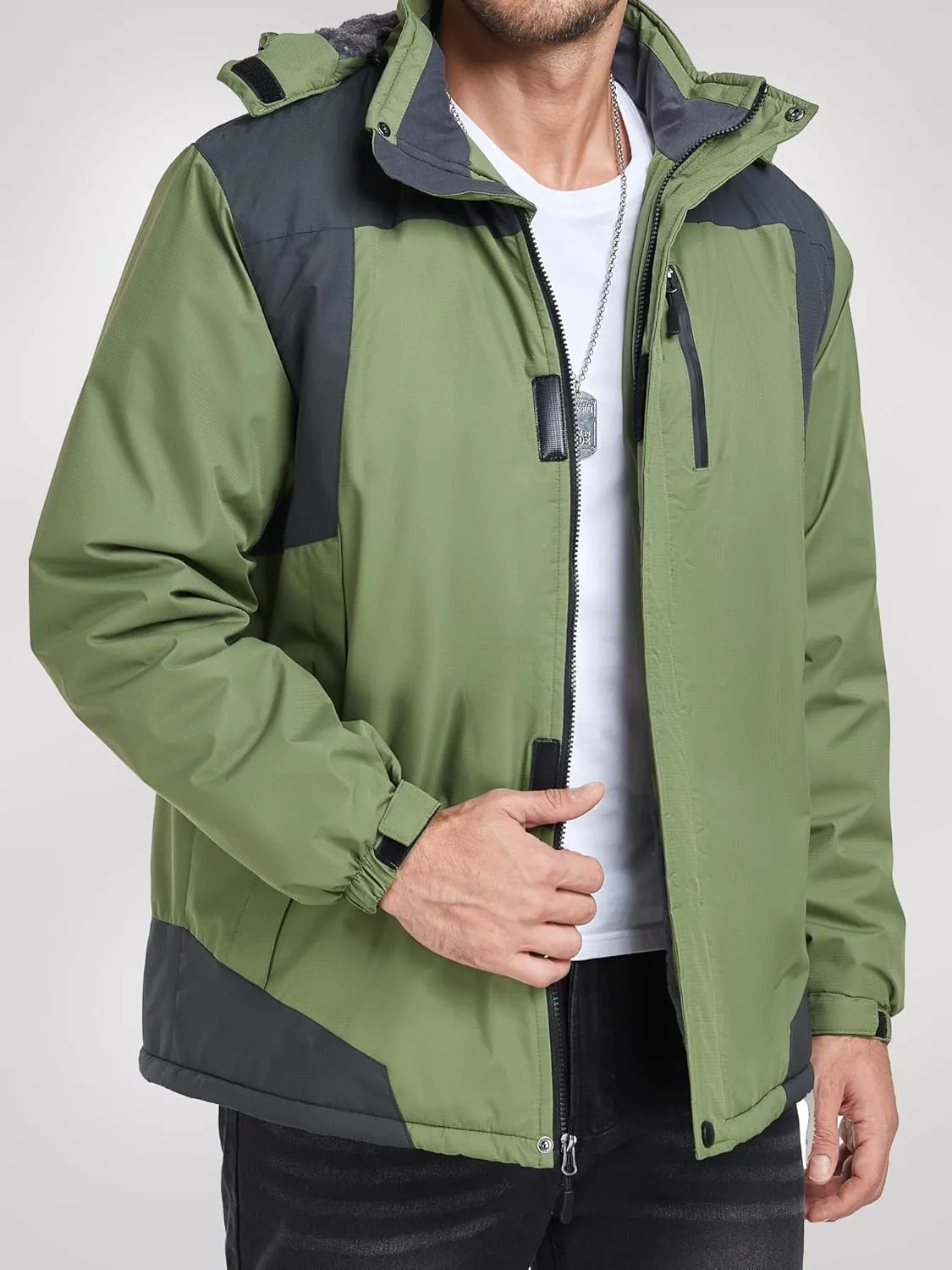 Mens Skiing Jacket Waterproof windproof Rain Jackets with Hood