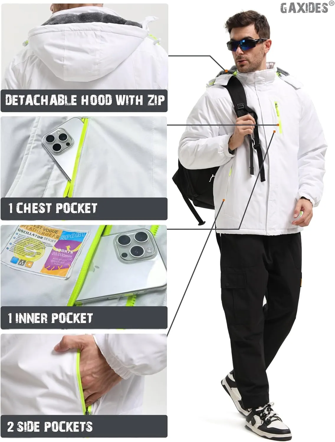 Mens Skiing Jacket Waterproof windproof Rain Jackets with Hood
