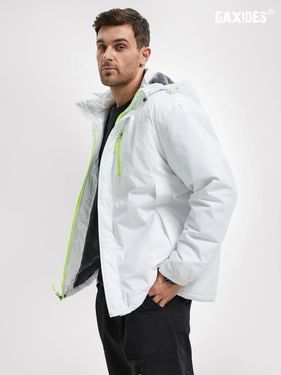 Mens Skiing Jacket Waterproof windproof Rain Jackets with Hood