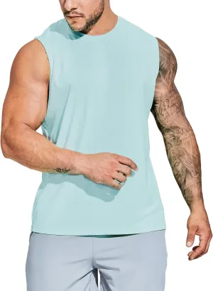 MIER Men's Workout Tank Tops UPF 50  Swim Shirts Quick Dry Running Sleeveless UV Protection Muscle Tees