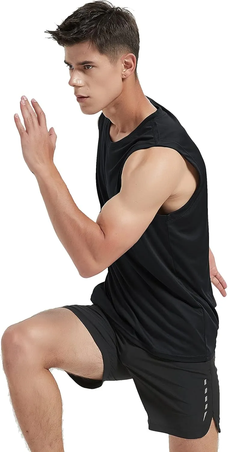 MIER Men's Workout Tank Tops UPF 50  Swim Shirts Quick Dry Running Sleeveless UV Protection Muscle Tees
