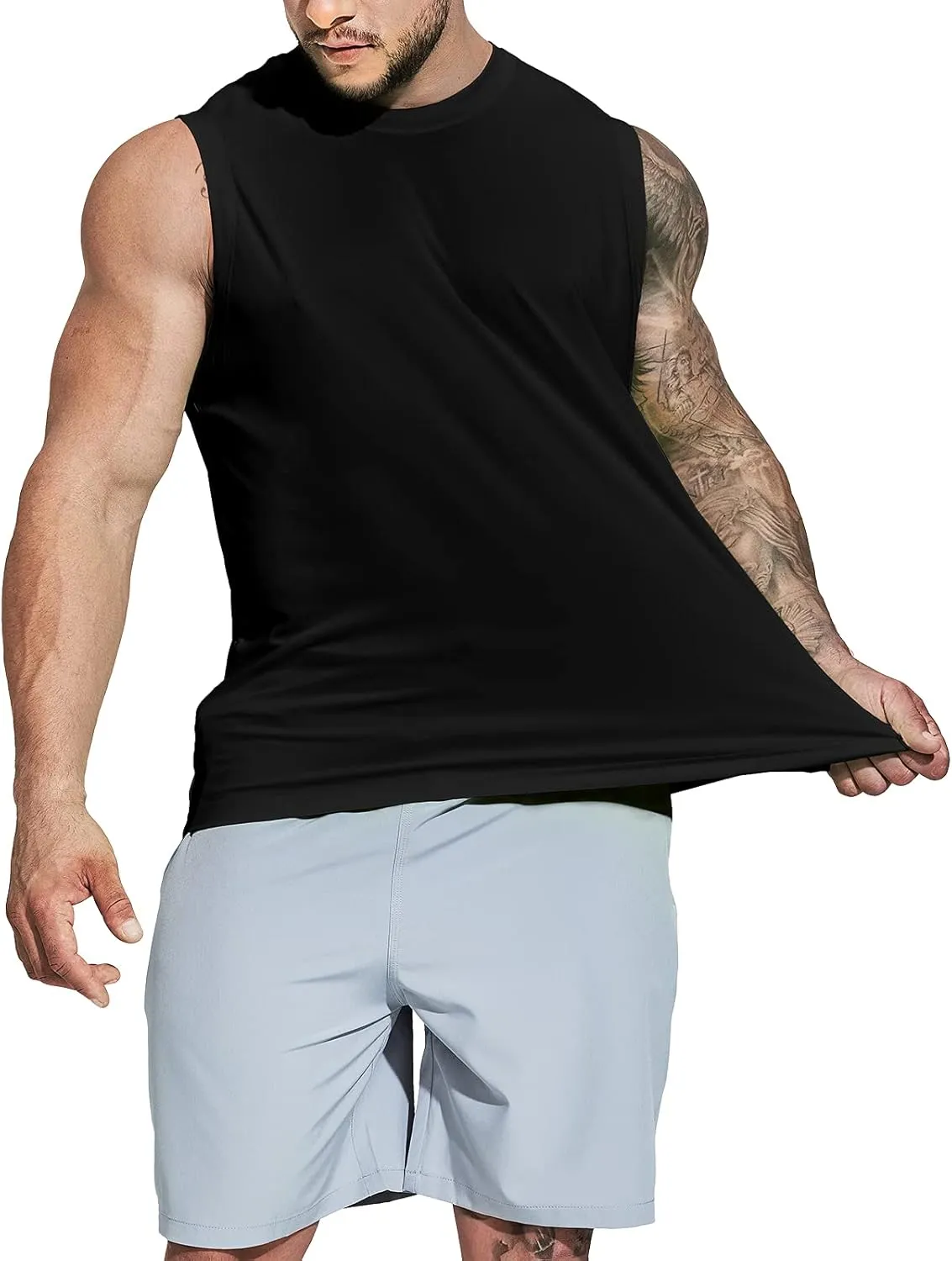 MIER Men's Workout Tank Tops UPF 50  Swim Shirts Quick Dry Running Sleeveless UV Protection Muscle Tees