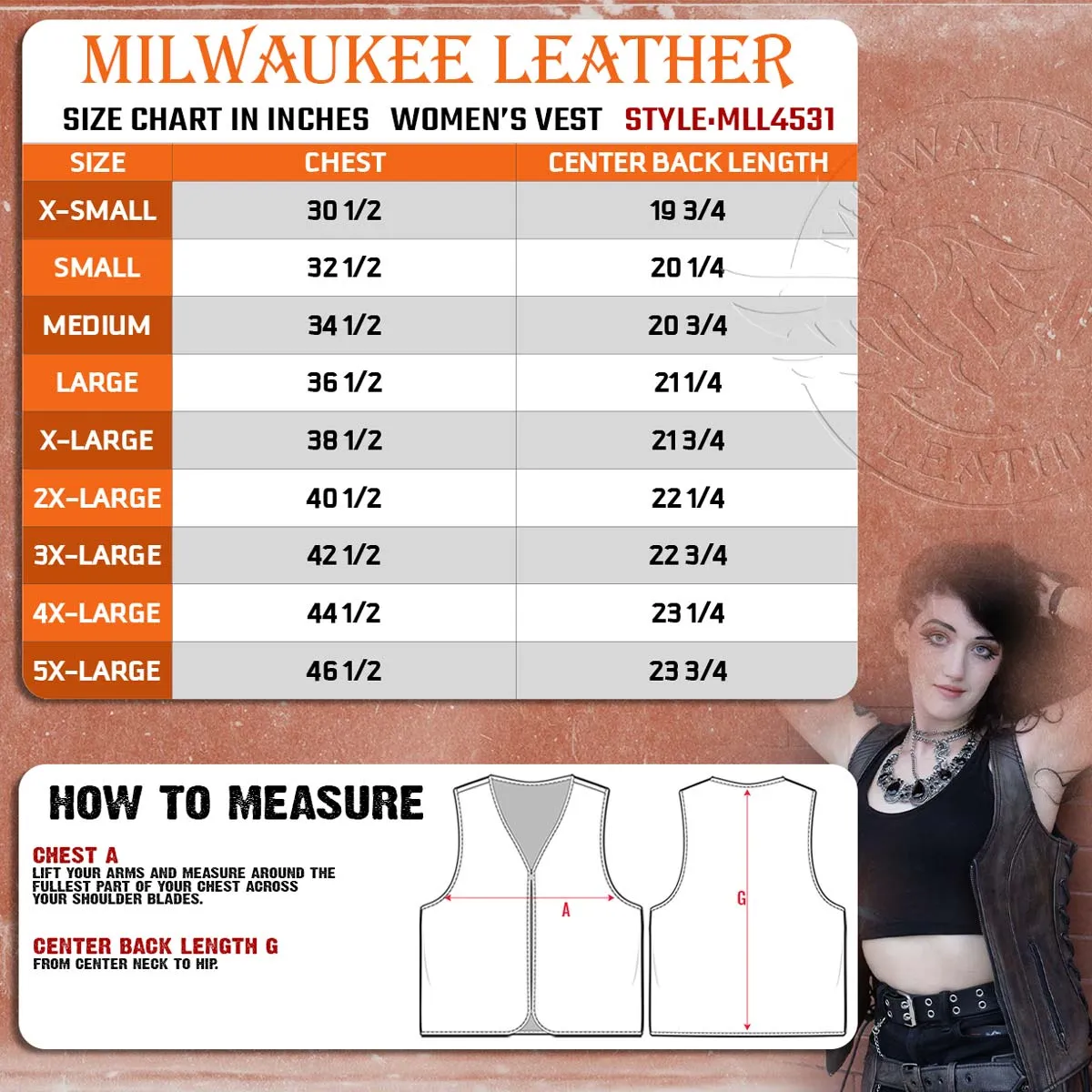 Milwaukee Leather Women's V-Neck Distress Grey Premium Leather