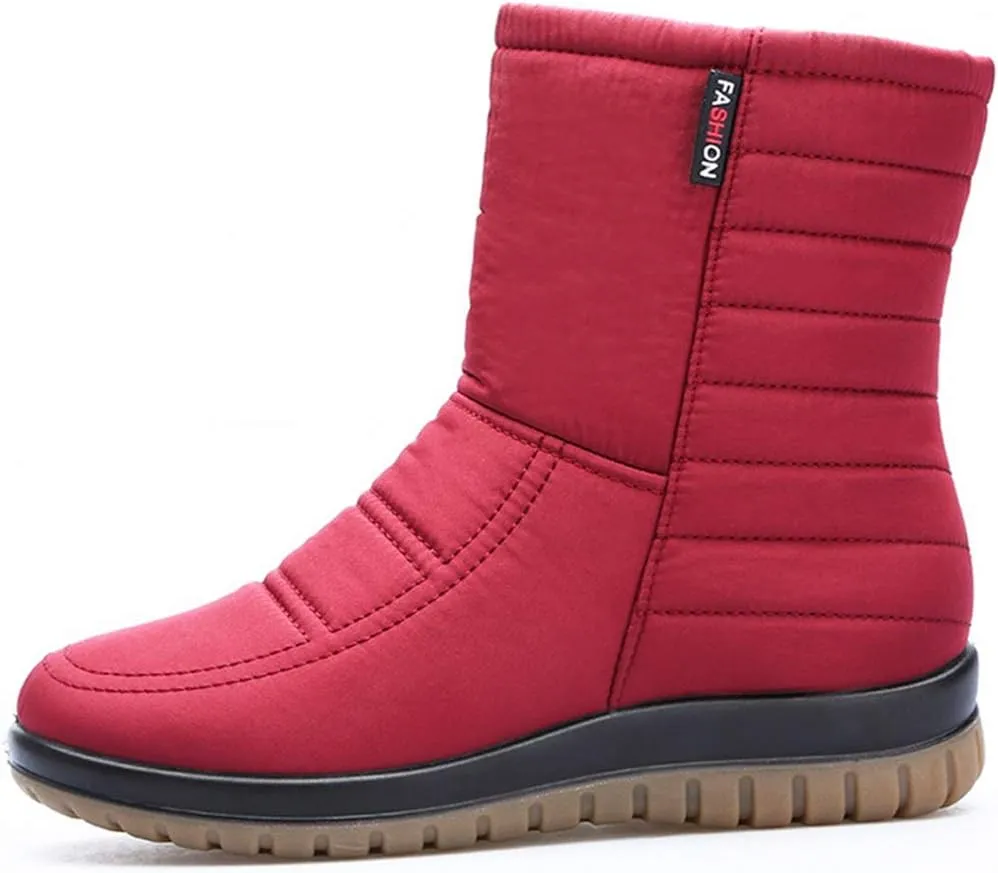 MIOKE Women's Winter Waterproof Rain Snow Ankle Booties Warm Fur Zipper Anti-slip Outdoor Snow Short Boots