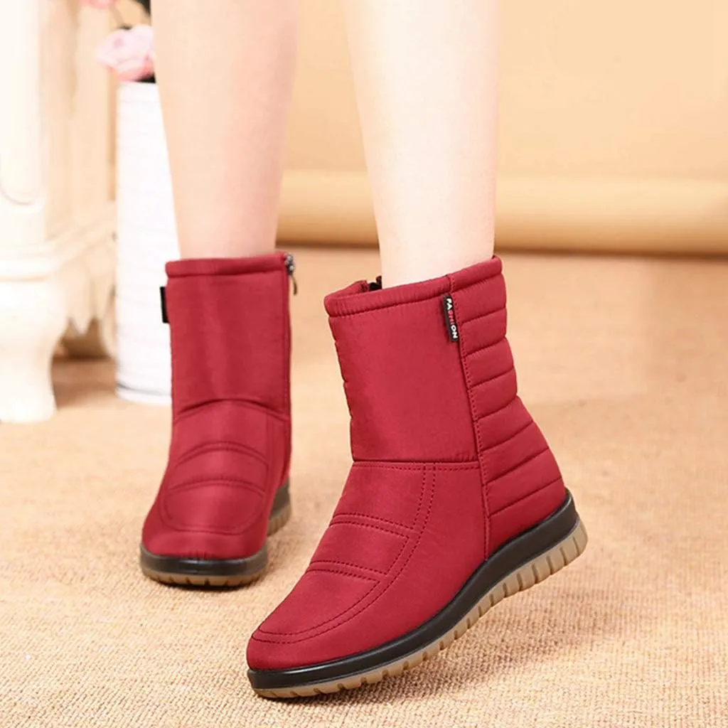 MIOKE Women's Winter Waterproof Rain Snow Ankle Booties Warm Fur Zipper Anti-slip Outdoor Snow Short Boots