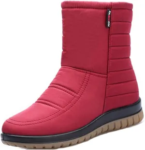 MIOKE Women's Winter Waterproof Rain Snow Ankle Booties Warm Fur Zipper Anti-slip Outdoor Snow Short Boots