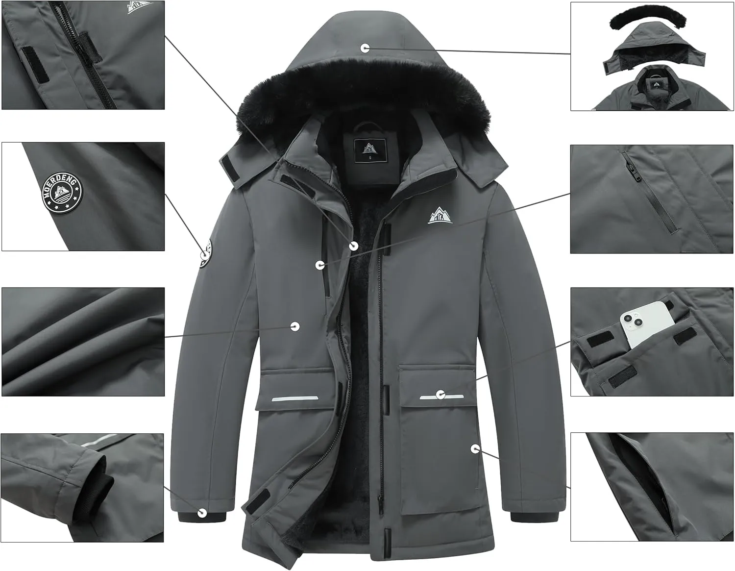 MOERDENG Women's Waterproof Winter Snow Coat Windproof Ski Jacket Hooded Snowboarding Jackets