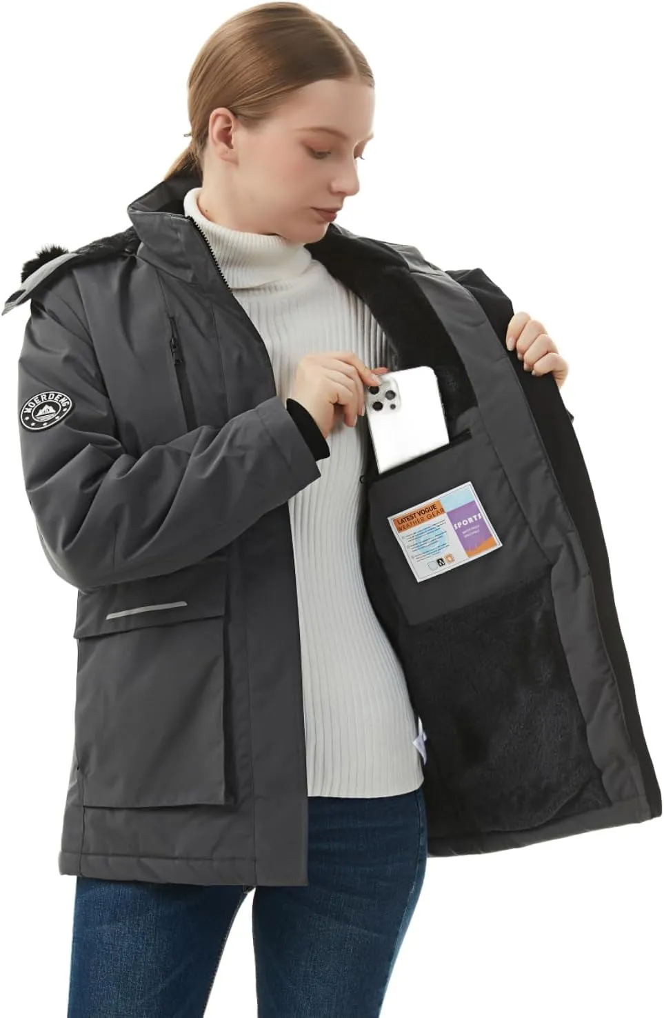MOERDENG Women's Waterproof Winter Snow Coat Windproof Ski Jacket Hooded Snowboarding Jackets