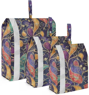 Paisley Gem Color Navy Blue 3 Set Travel Packing Cubes For Suitcases Collapsible Garment Bag Closet Storage Suitcase Organizer Bags Must Haves