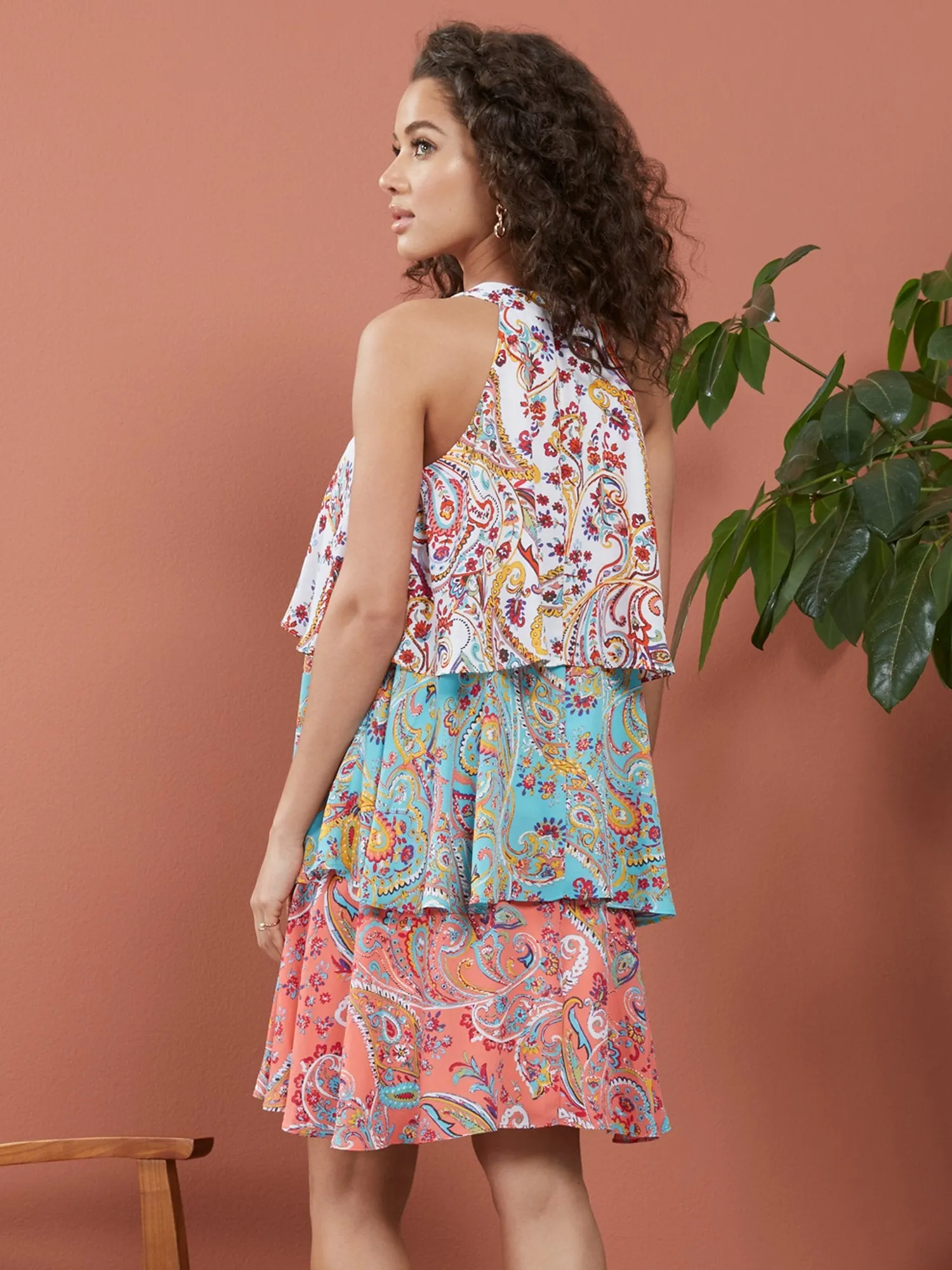 Paisley Three-Tie Sleeveless Dress