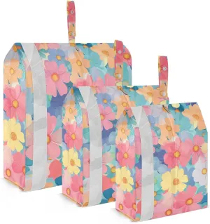 Parents' Day Beautiful Flowers 3 Set Packing Travel Bags Foldable Garment Bag Closet Storage Luggage Bag Travel Must Haves