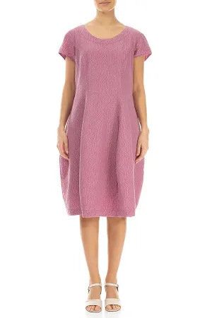 Patterned Mauve Taupe Silk Cotton Dress