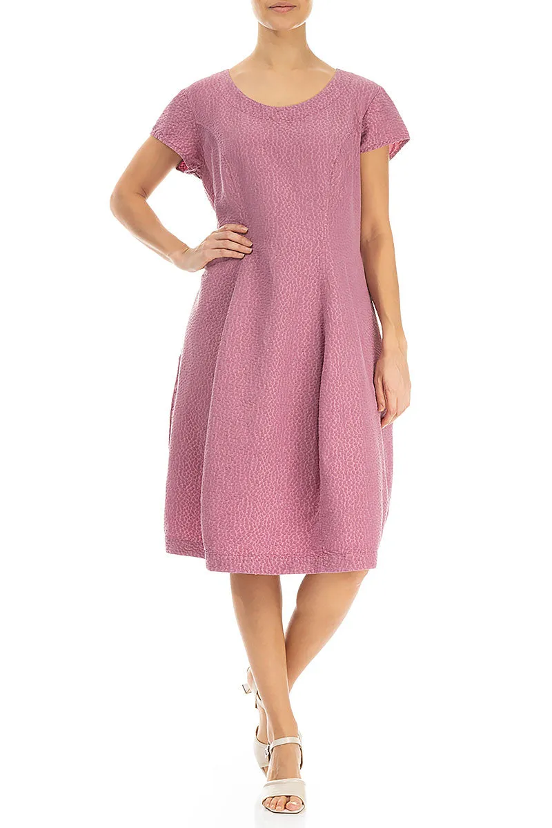 Patterned Mauve Taupe Silk Cotton Dress