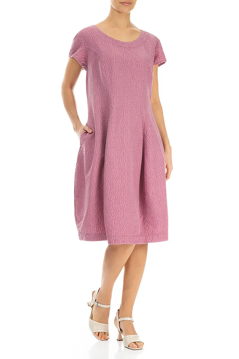 Patterned Mauve Taupe Silk Cotton Dress