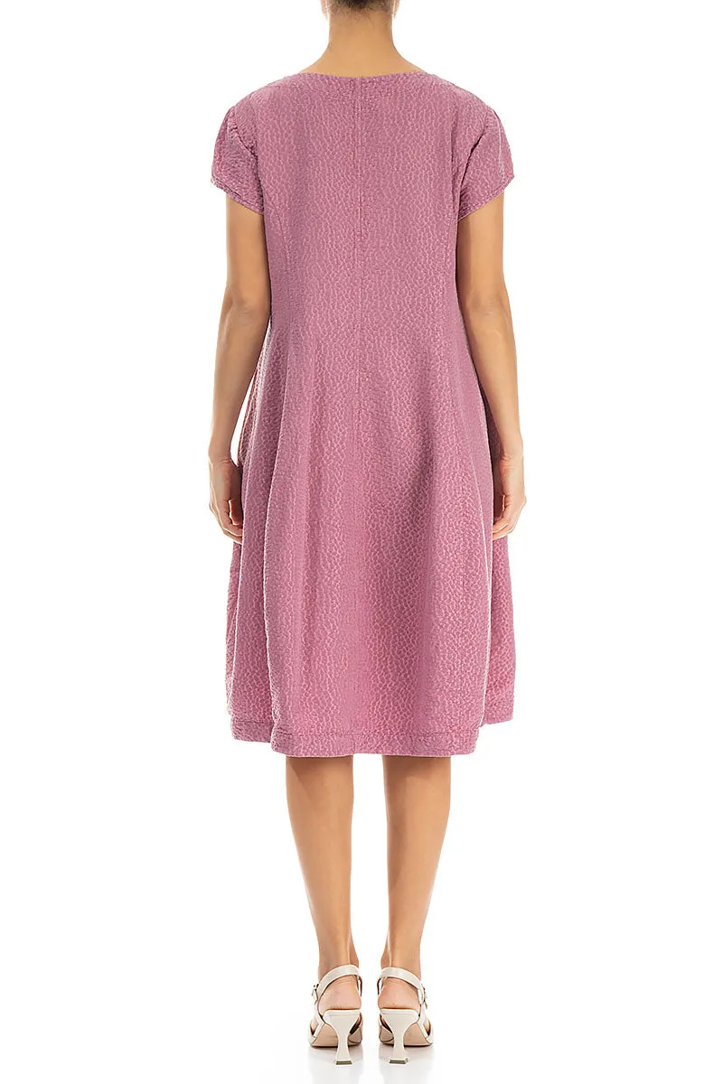 Patterned Mauve Taupe Silk Cotton Dress