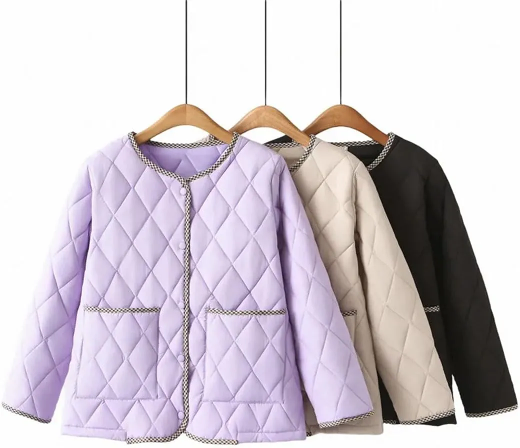 Plus Size Women Parka Autumn Winter Casual Loose Thin Contrast Color Cotton-Padded Coat