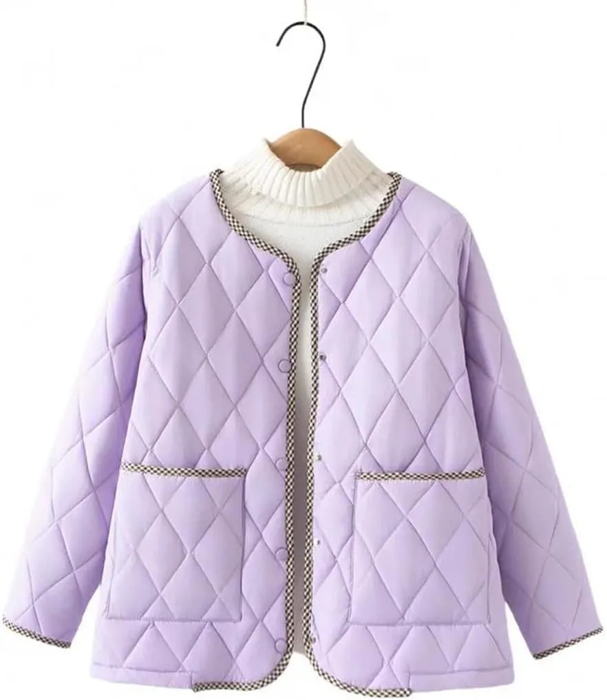 Plus Size Women Parka Autumn Winter Casual Loose Thin Contrast Color Cotton-Padded Coat