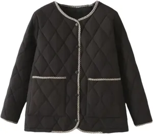 Plus Size Women Parka Autumn Winter Casual Loose Thin Contrast Color Cotton-Padded Coat
