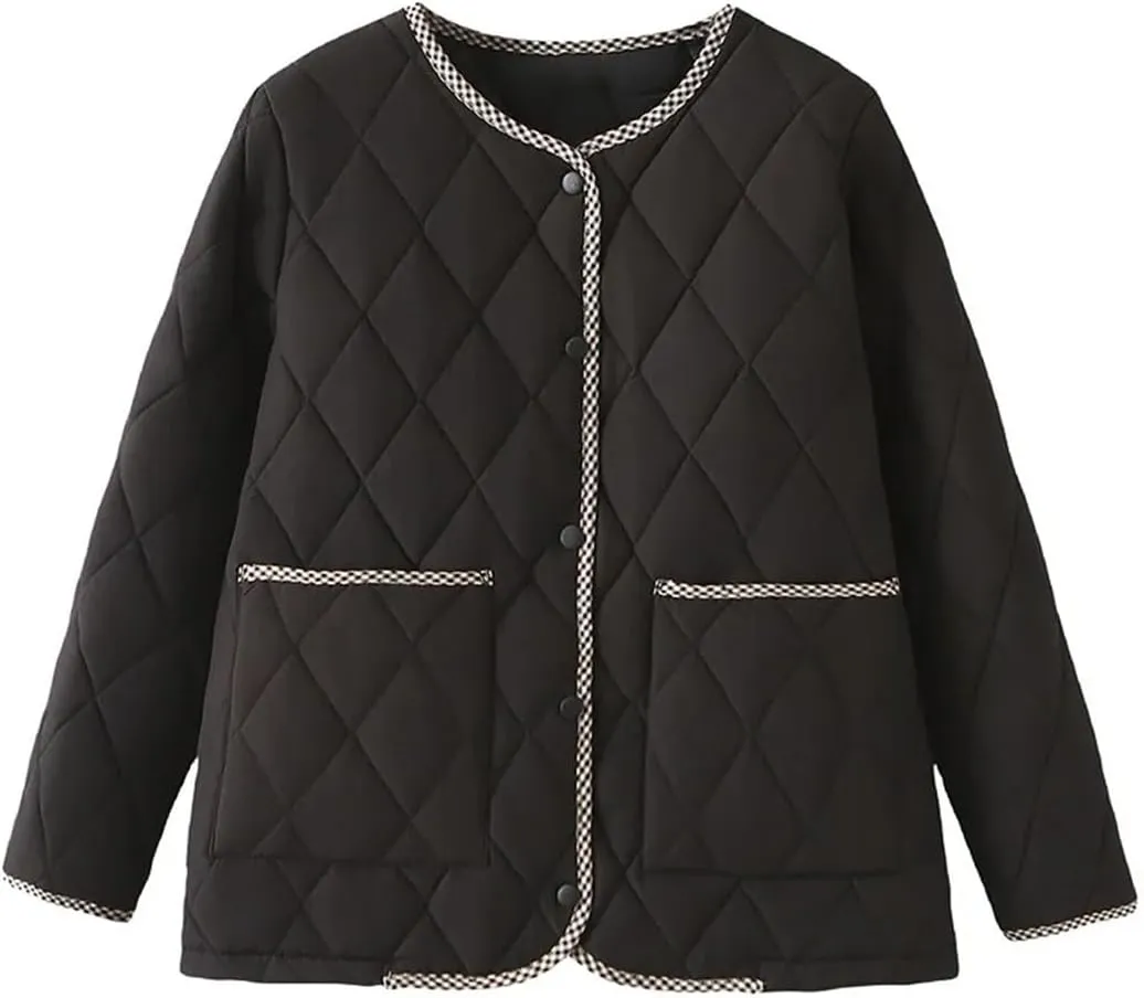 Plus Size Women Parka Autumn Winter Casual Loose Thin Contrast Color Cotton-Padded Coat