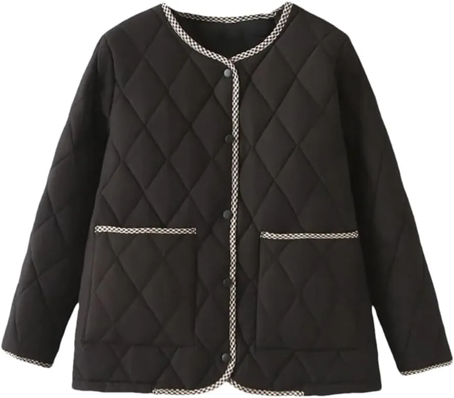 Plus Size Women Parka Autumn Winter Casual Loose Thin Contrast Color Cotton-Padded Coat