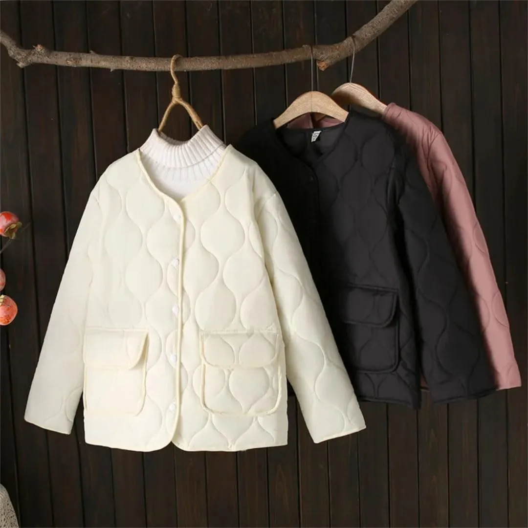 Plus Size Women Parka Autumn Winter Loose Thin Quilted Cotton-Padded Coat