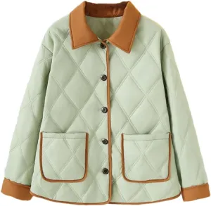 Plus Size Women Parka Autumn/Winter Fashion Loose Thin Block Color Cotton-Padded Coat
