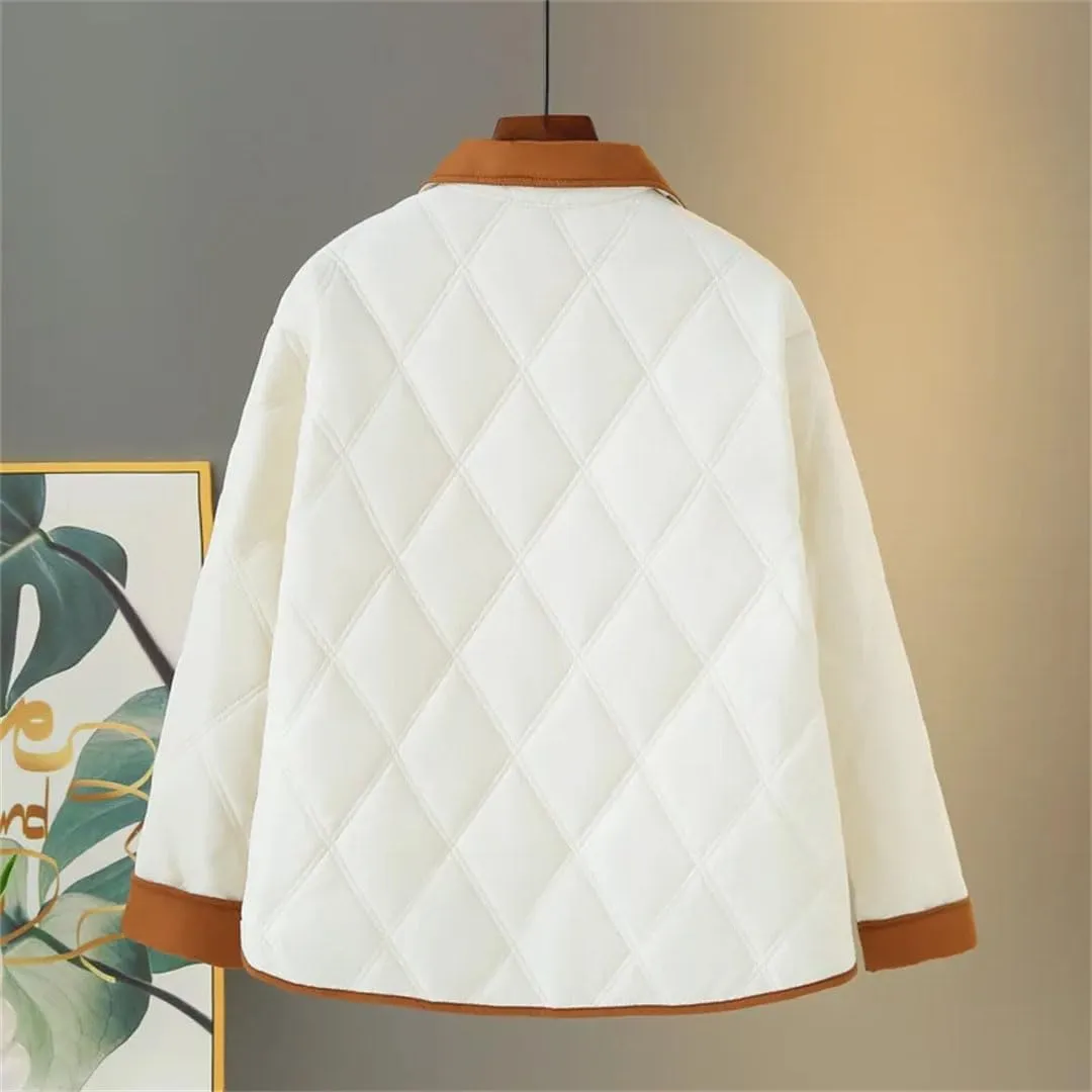 Plus Size Women Parka Autumn/Winter Fashion Loose Thin Block Color Cotton-Padded Coat