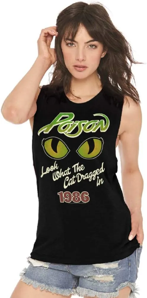 Poison 1983 American Rock Band Music Group 1986 Cat Eyes Ladies Muscle Tank Top