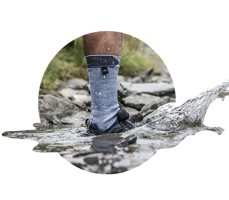 Raynham Waterproof All Weather Mid Length Sock Black/Grey Marl by Sealskinz