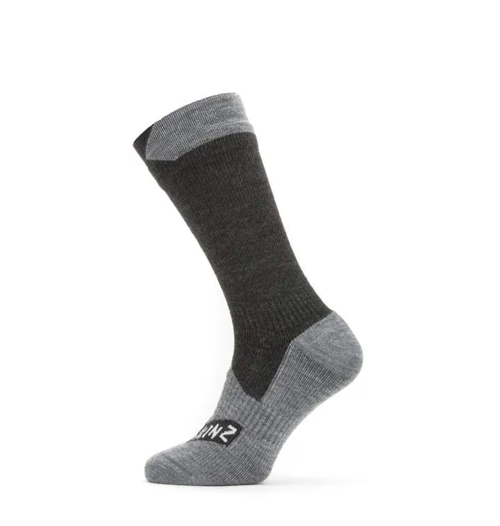 Raynham Waterproof All Weather Mid Length Sock Black/Grey Marl by Sealskinz