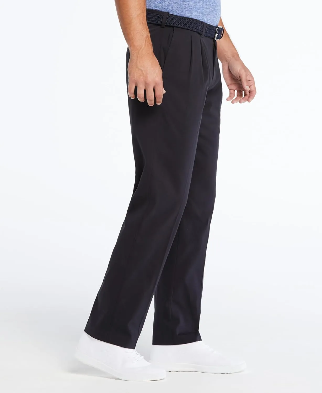 Savane Men's Ultimate Performance Pleated Chino Pants With Expandable Waistband, Non-Iron Fabric, Stretch Lightweight Twill
