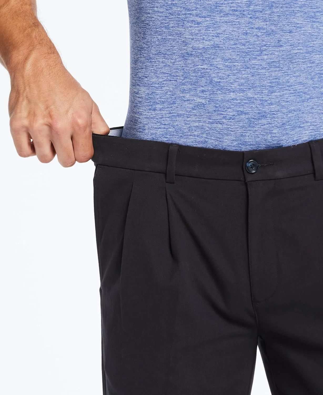 Savane Men's Ultimate Performance Pleated Chino Pants With Expandable Waistband, Non-Iron Fabric, Stretch Lightweight Twill